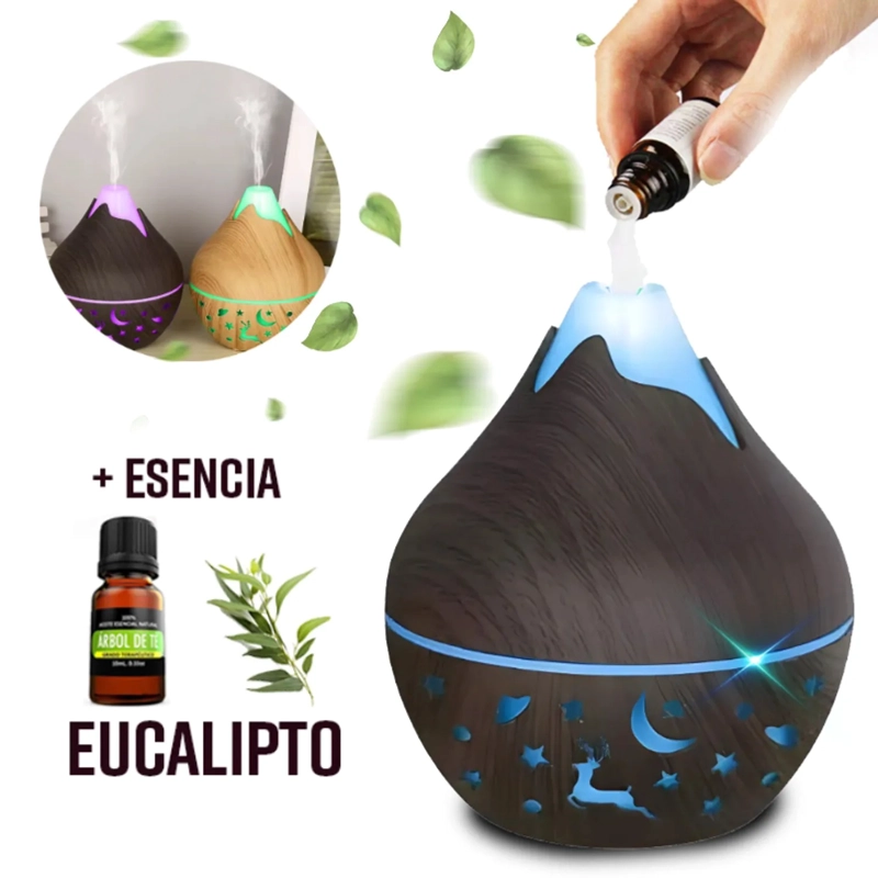 PURIFICADOR DE AIRE HUMIDIFICADOR LED USB + ESENCIA EUCALIPTO - 1