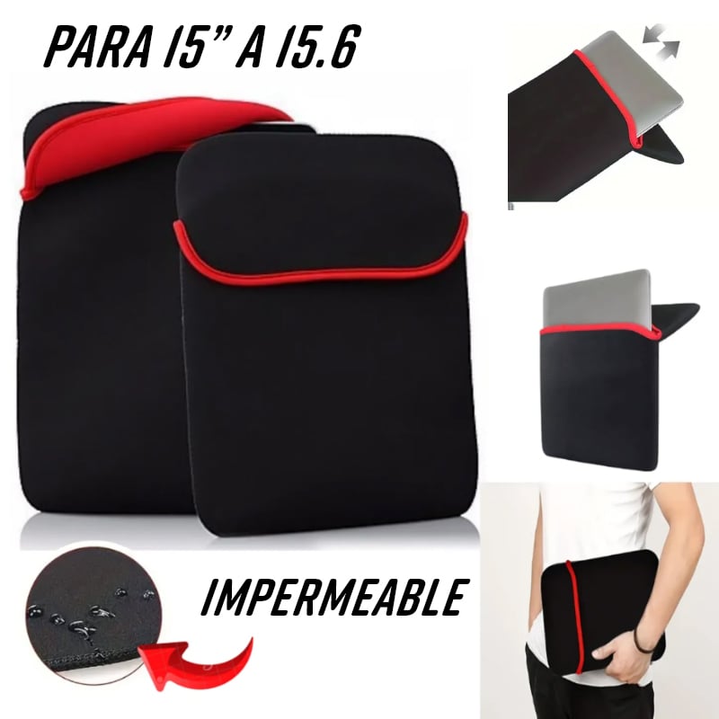 FUNDA PARA LAPTOP 15 15.6 NEOPRENO PROTECTOR IMPERMEABLE NOTEBOOK - 1