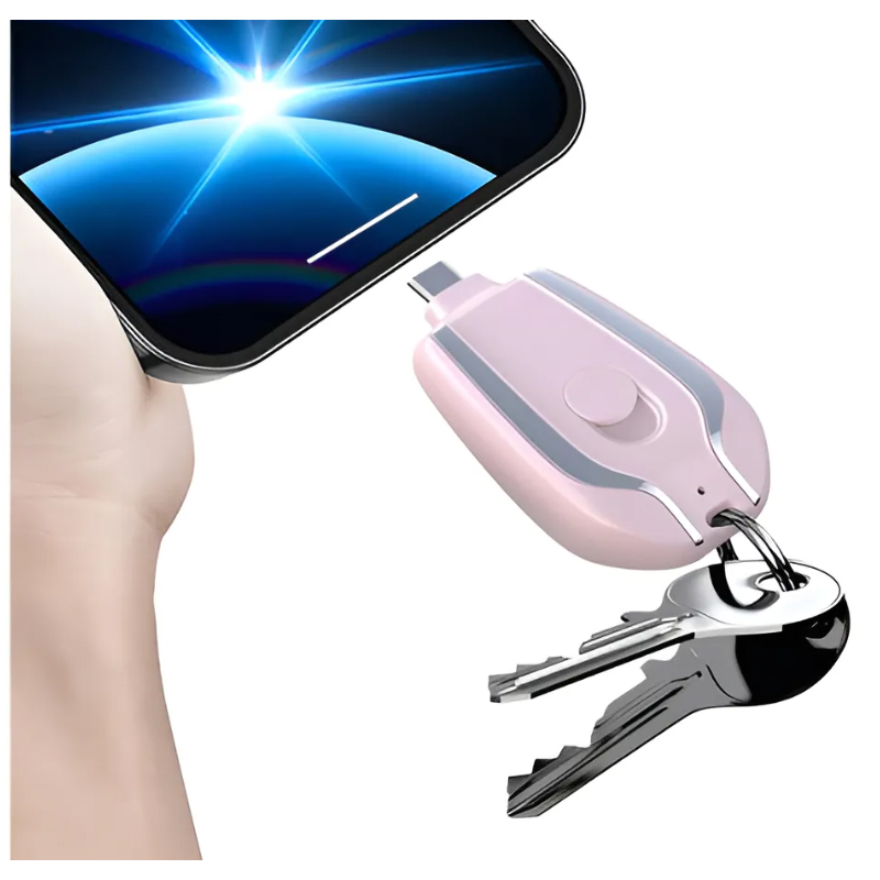 CARGADOR CELULAR PORTATIL LLAVERO POWER BANK DE EMERGENCIA ROSA - 1