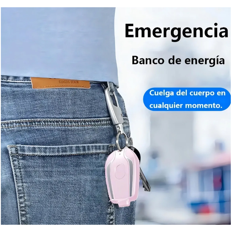 CARGADOR CELULAR PORTATIL LLAVERO POWER BANK DE EMERGENCIA ROSA - 2