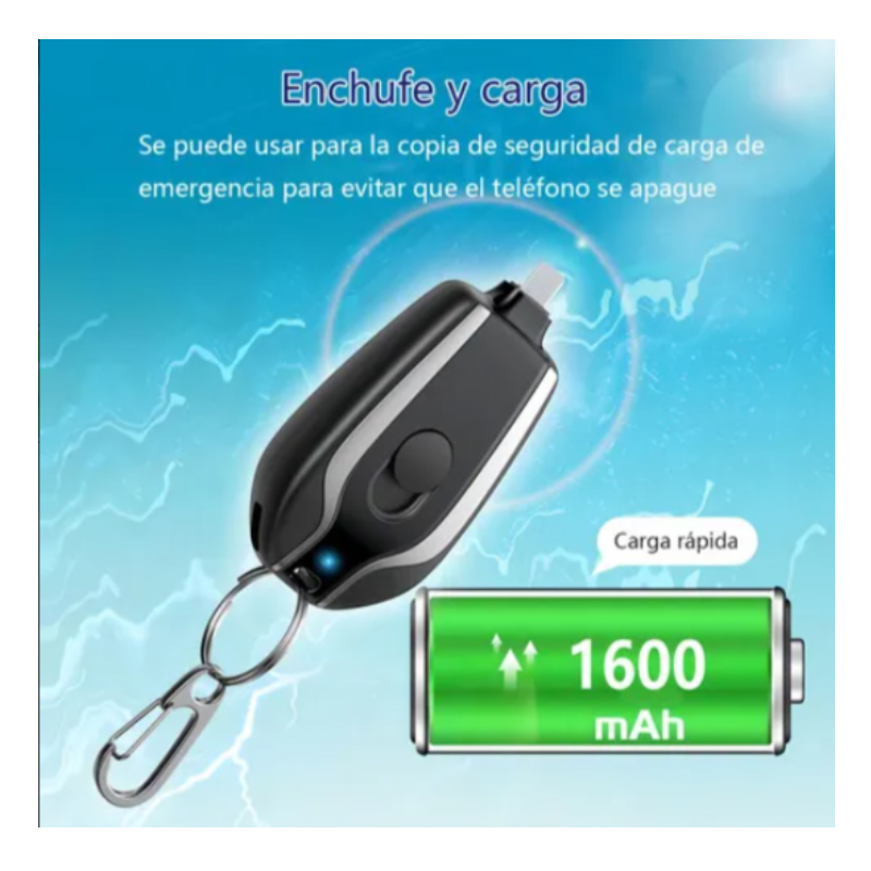 CARGADOR CELULAR PORTATIL LLAVERO POWER BANK DE EMERGENCIA ROSA - 3