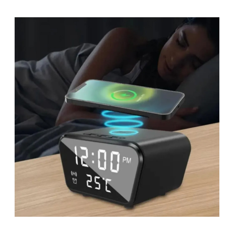 RELOJ Y DESPERTADOR CON CARGA INALÁMBRICA PARA CELULAR ALARMA Y TEMPERATURA - 3