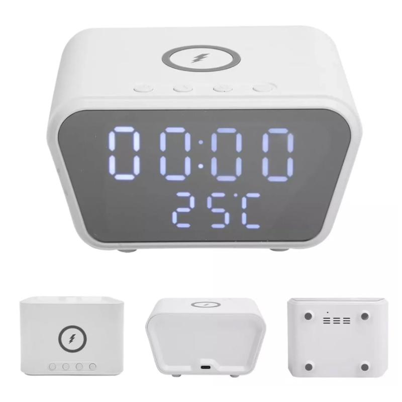 RELOJ Y DESPERTADOR CON CARGA INALÁMBRICA PARA CELULAR ALARMA Y TEMPERATURA - 4