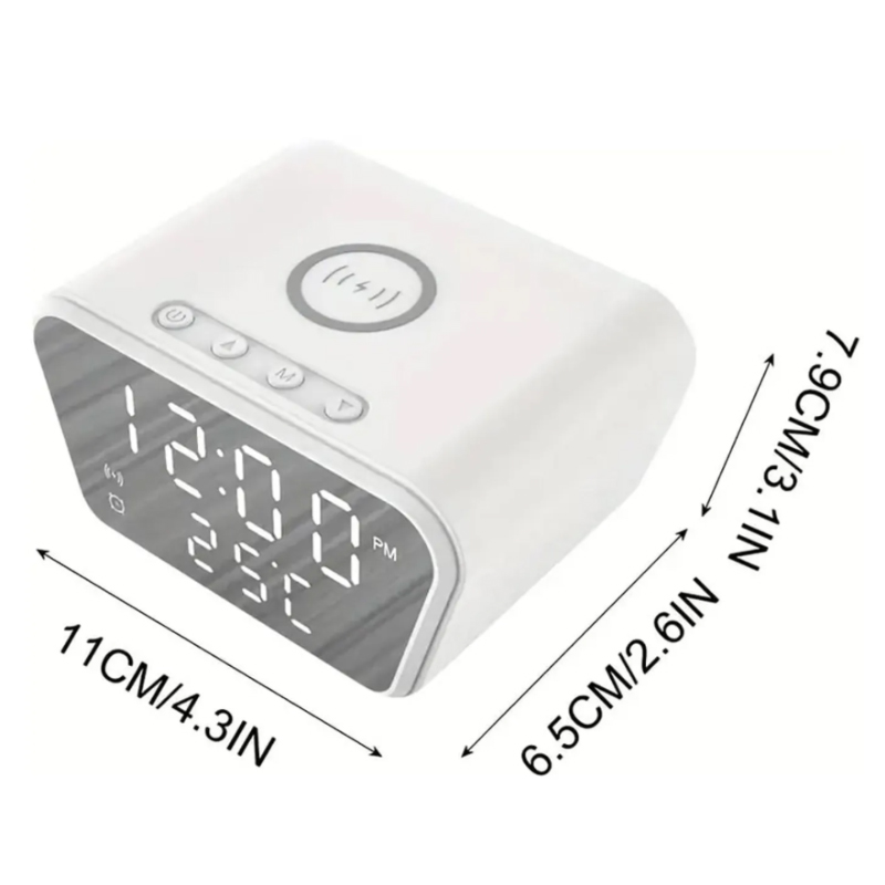 RELOJ Y DESPERTADOR CON CARGA INALÁMBRICA PARA CELULAR ALARMA Y TEMPERATURA - 5