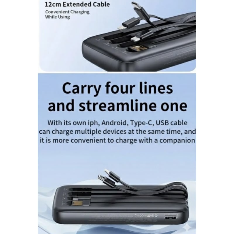 CARGADOR PORTATIL POWERBANK 10000 MAH CON CABLE USB TIPO C LIGHTNING 10000MAH - 2