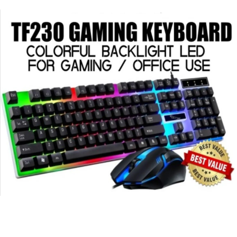 COMBO TECLADO Y MOUSE GAMER LUCES RGB KIT LAPTOP PC - 1