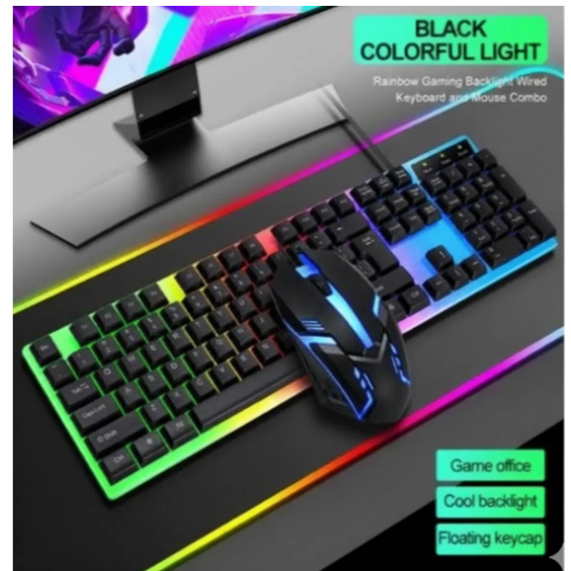 COMBO TECLADO Y MOUSE GAMER LUCES RGB KIT LAPTOP PC - 3