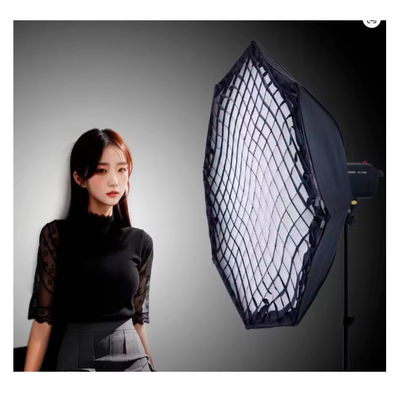 SOFTBOX OCTAGONAL 95CM MONTURA BOWENS + REJILLA GRILLA FLASH ESTUDIO - 4