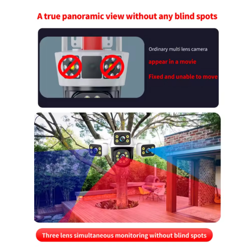 CAMARA SEGURIDAD IP TRIPLE LENTE WIFI PTZ IP66 3 EN 1 360 EXTERIOR - 3