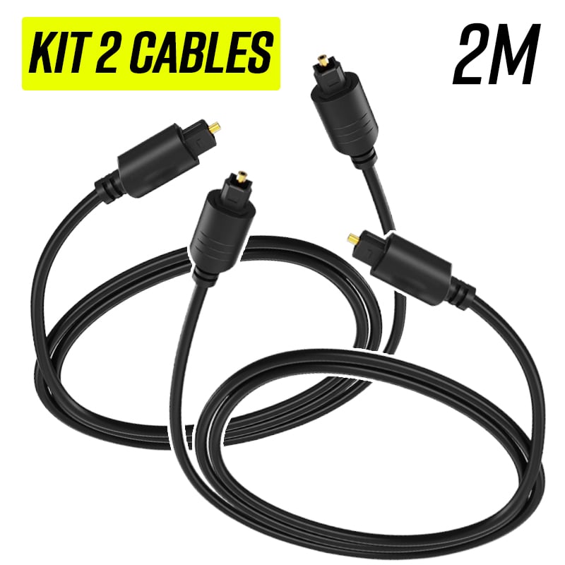 KIT 2 CABLE AUDIO ÓPTICO DIGITAL TOSLINK SLIM 2 METROS FIBRA OPTICA - 1