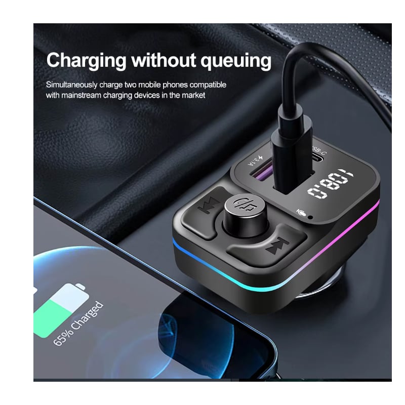 TRANSMISOR BLUETOOTH CARGA RÁPIDA 2 USB TIPO C AUTO RADIO FM - 3