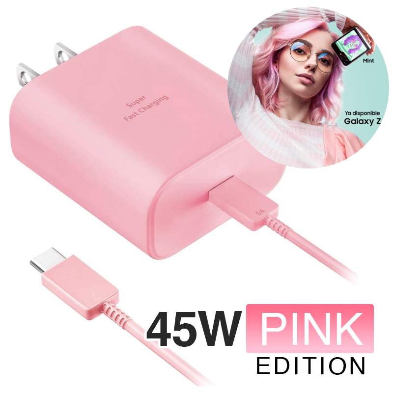 CARGADOR PARA SAMSUNG 45W CARGA RÁPIDA + CABLE PINK EDITION - 1