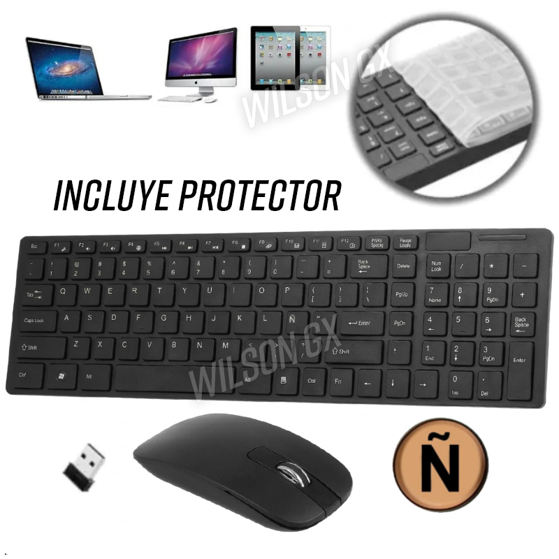 COMBO TECLADO Y MOUSE INALÁMBRICO ULTRA SLIM LETRA Ñ CONEXIÓN DUAL - 1