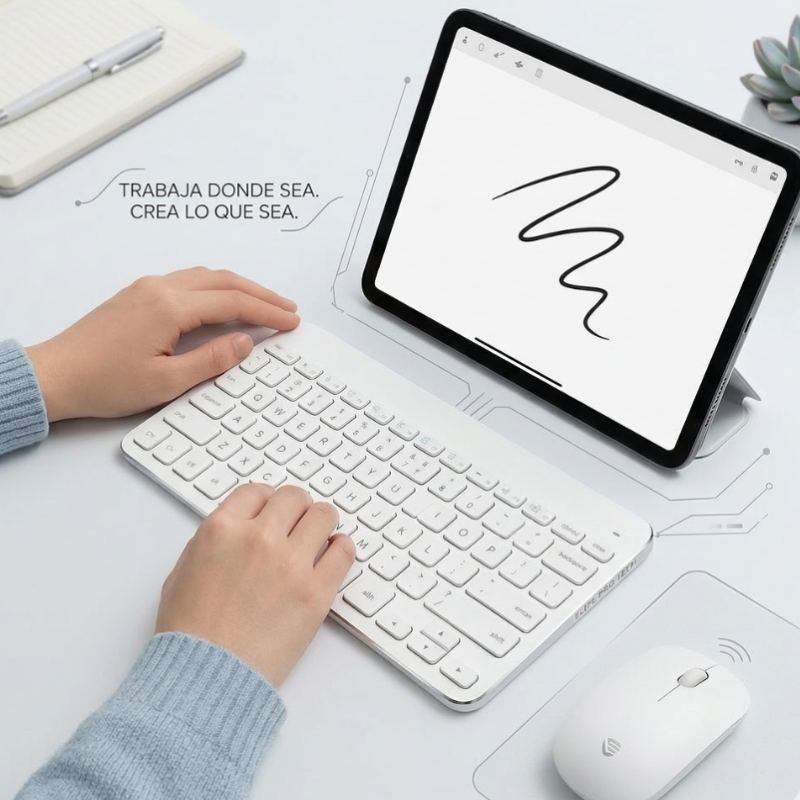 TECLADO CON MOUSE BLUETOOTH INALAMBRICO PARA TABLET + LAPIZ UNIVERSAL - 2