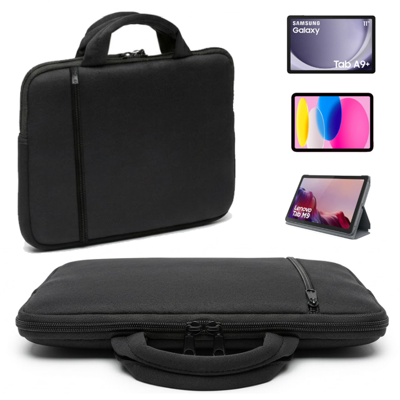 FUNDA NEOPRENO PARA IPAD Y TABLETS HASTA 10 - ANTIGOLPES IMPERMEABLE DISEÑO NEGRO - 1