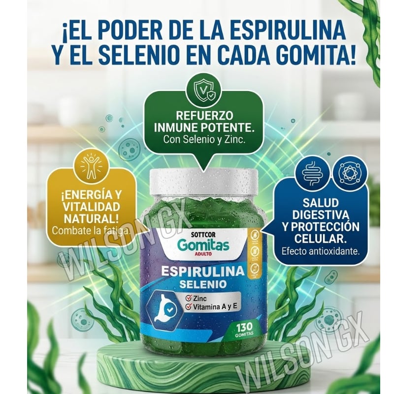 GOMITAS ESPIRULINA SELENIO 130 UND SOTTCOR LABS - 3