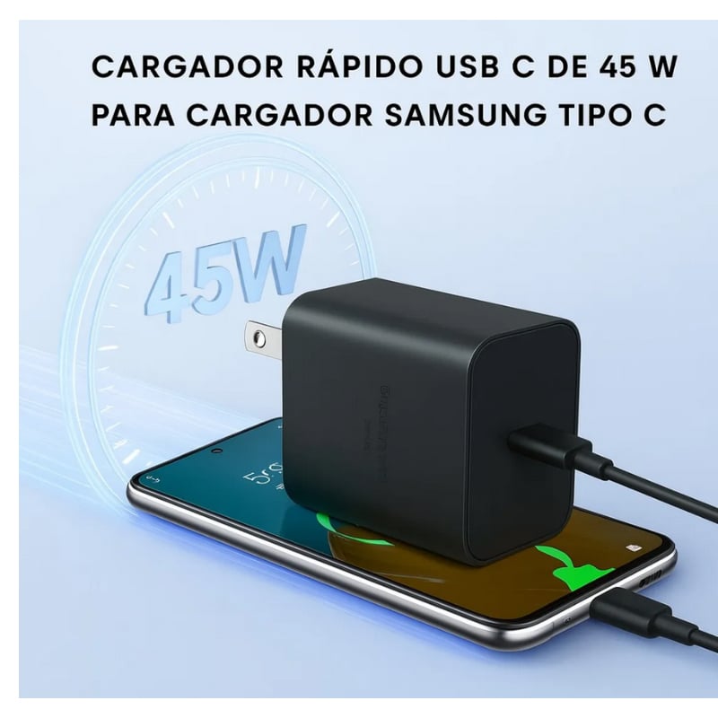 CARGADOR SAMSUNG 45W USB C CARGA RÁPIDA + CABLE TIPO C  SMARTPHONES Y TABLETS - 3
