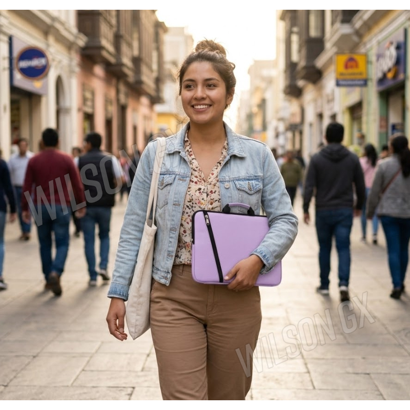 FUNDA NEOPRENO PARA IPAD Y TABLET HASTA 10 - ANTIGOLPES IMPERMEABLE LILA MUJER - 2