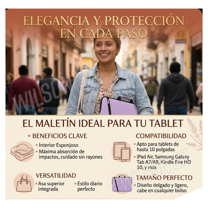 FUNDA NEOPRENO PARA IPAD Y TABLET HASTA 10 - ANTIGOLPES IMPERMEABLE LILA MUJER - 5