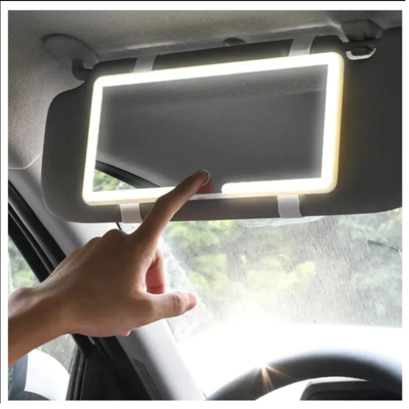 ESPEJO LED PARA AUTO TACTIL PORTATIL RECARGABLE 3 TONOS LUZ - 2