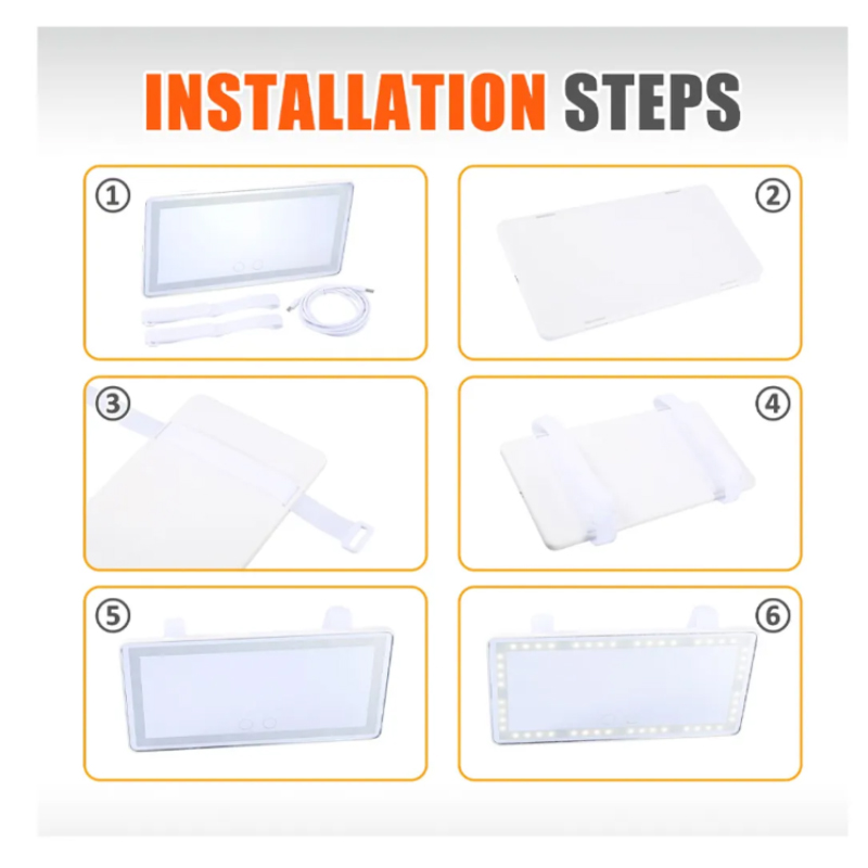 ESPEJO LED PARA AUTO TACTIL PORTATIL RECARGABLE 3 TONOS LUZ - 3