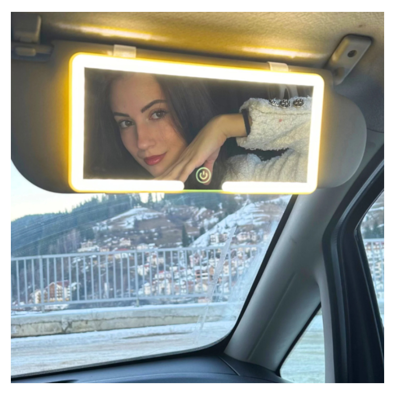 ESPEJO LED PARA AUTO TACTIL PORTATIL RECARGABLE 3 TONOS LUZ - 5