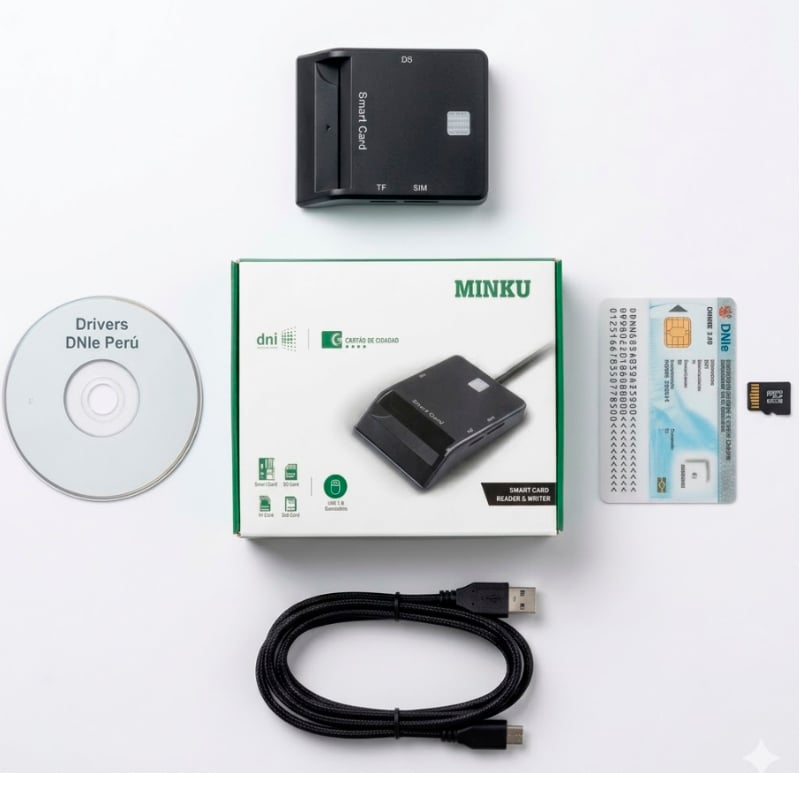 LECTOR DNI ELECTRÓNICO 3.0 PROFESIONAL MULTITARJETA SIM MICROSD COMPATIBLE WINDOWS 11 Y MAC - 1