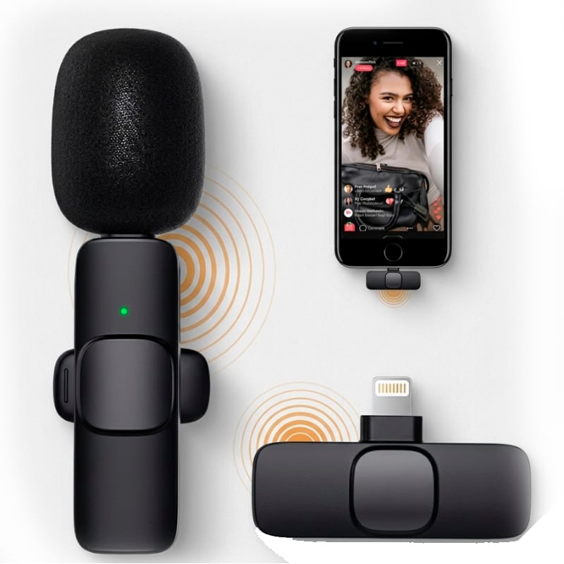 MICRÓFONO INALÁMBRICO SOLAPERO RECARGABLE ENTRADA TIPO C ANDROID USB-C - 1