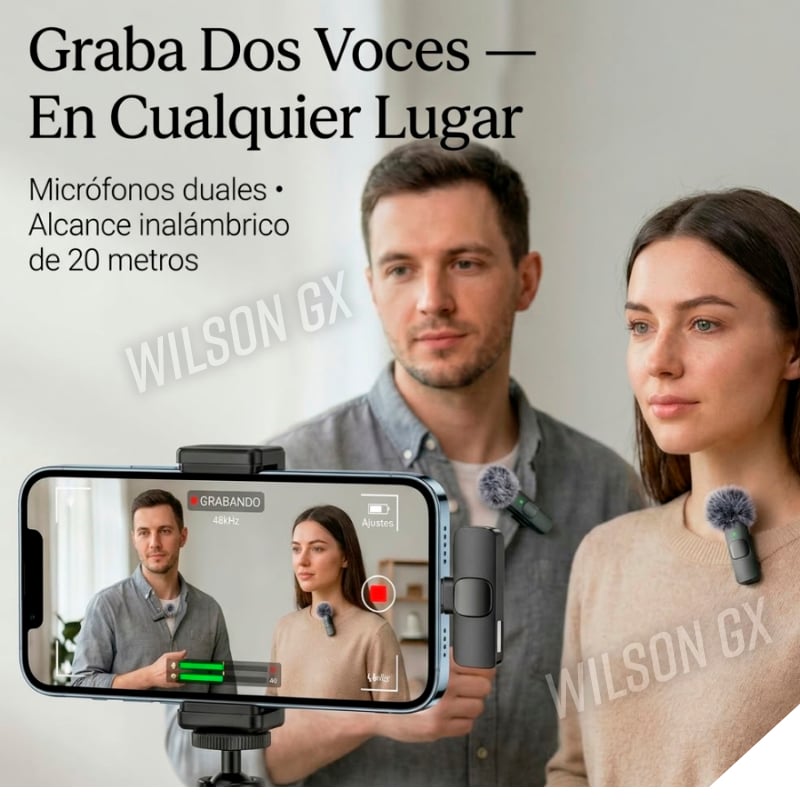 KIT MICRÓFONO INALÁMBRICO SOLAPERO PARA TIPO C Y IPHONE + FILTRO - 5