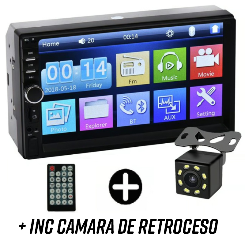 AUTORADIO MP5 PANTALLA TÁCTIL CON CÁMARA DE RETROCESO BLUETOOTH USB - 1