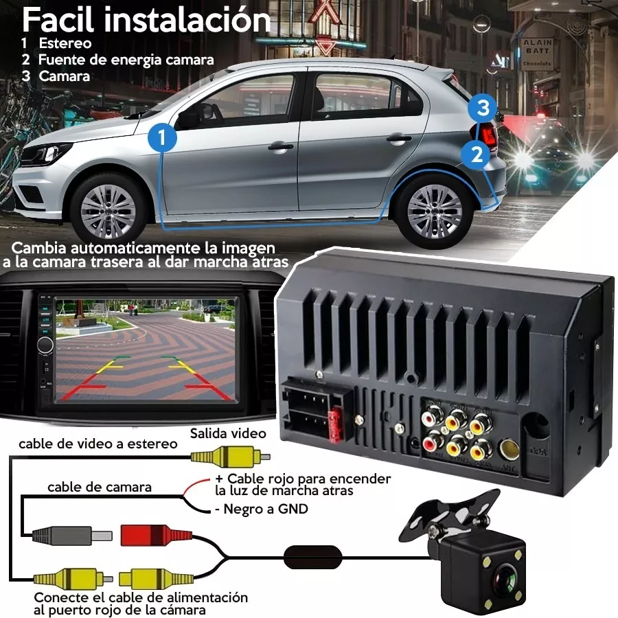 AUTORADIO MP5 PANTALLA TÁCTIL CON CÁMARA DE RETROCESO BLUETOOTH USB - 2