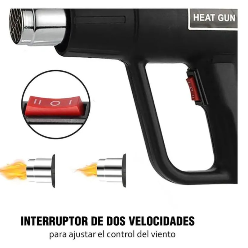 PISTOLA DE CALOR FLUJO AIRE CALIENTE DE 2000W PARA CELULAR PINTURA VIDRIOS - 2