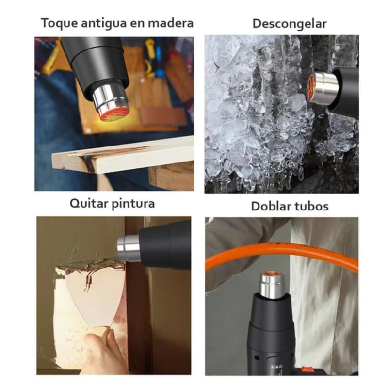PISTOLA DE CALOR FLUJO AIRE CALIENTE DE 2000W PARA CELULAR PINTURA VIDRIOS - 4