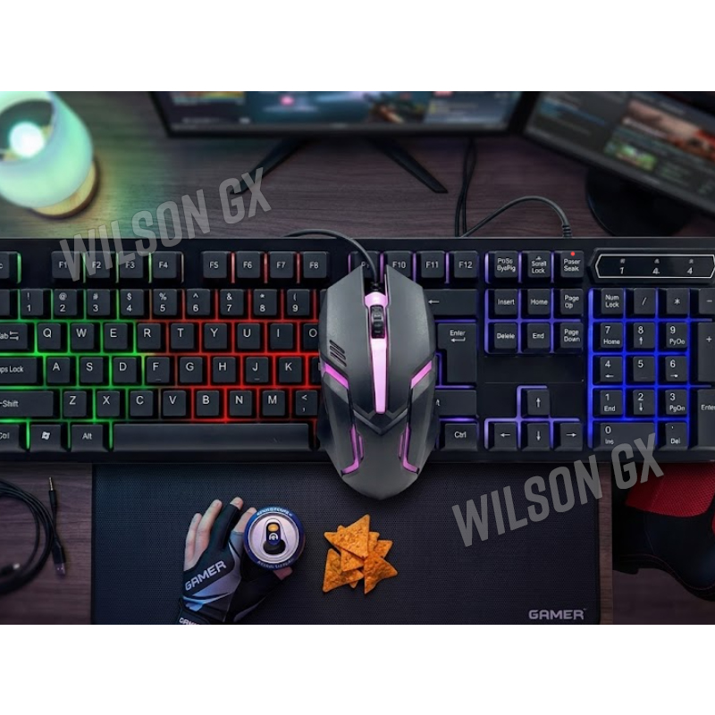 KIT TECLADO Y MOUSE GAMER RETROILUMINADO RGB CABLE USB PC LAPTOP - 2