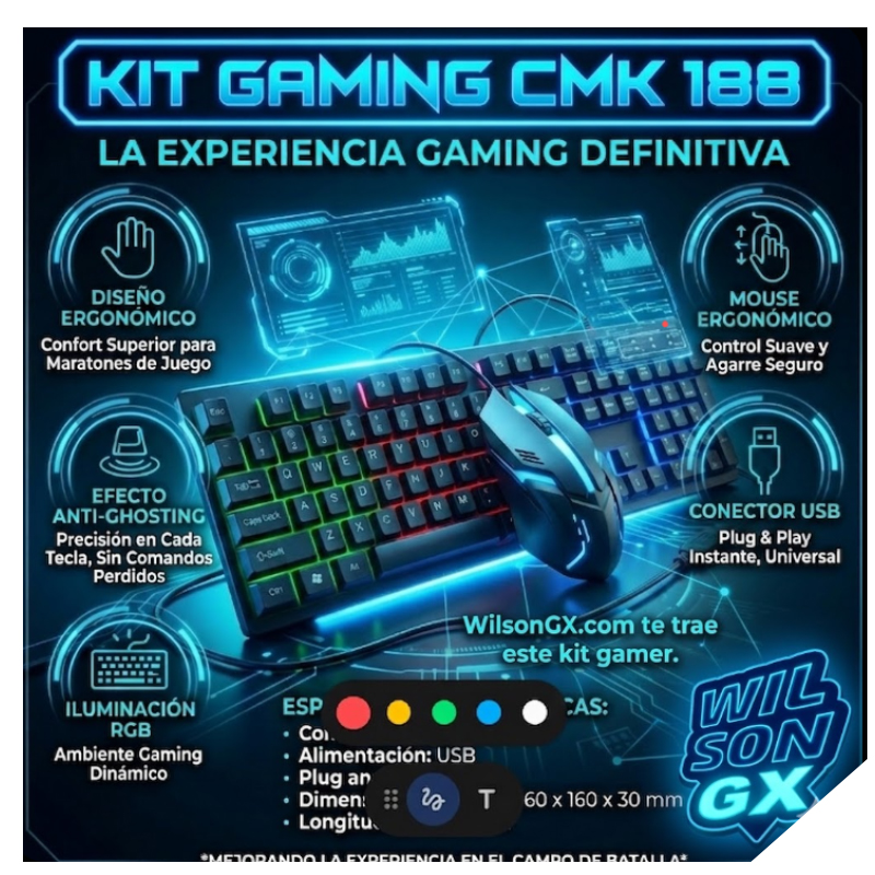 KIT TECLADO Y MOUSE GAMER RETROILUMINADO RGB CABLE USB PC LAPTOP - 3