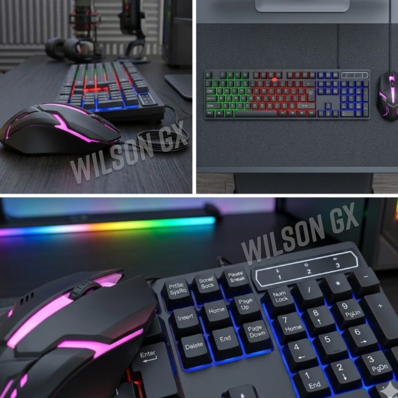 KIT TECLADO Y MOUSE GAMER RETROILUMINADO RGB CABLE USB PC LAPTOP - 4