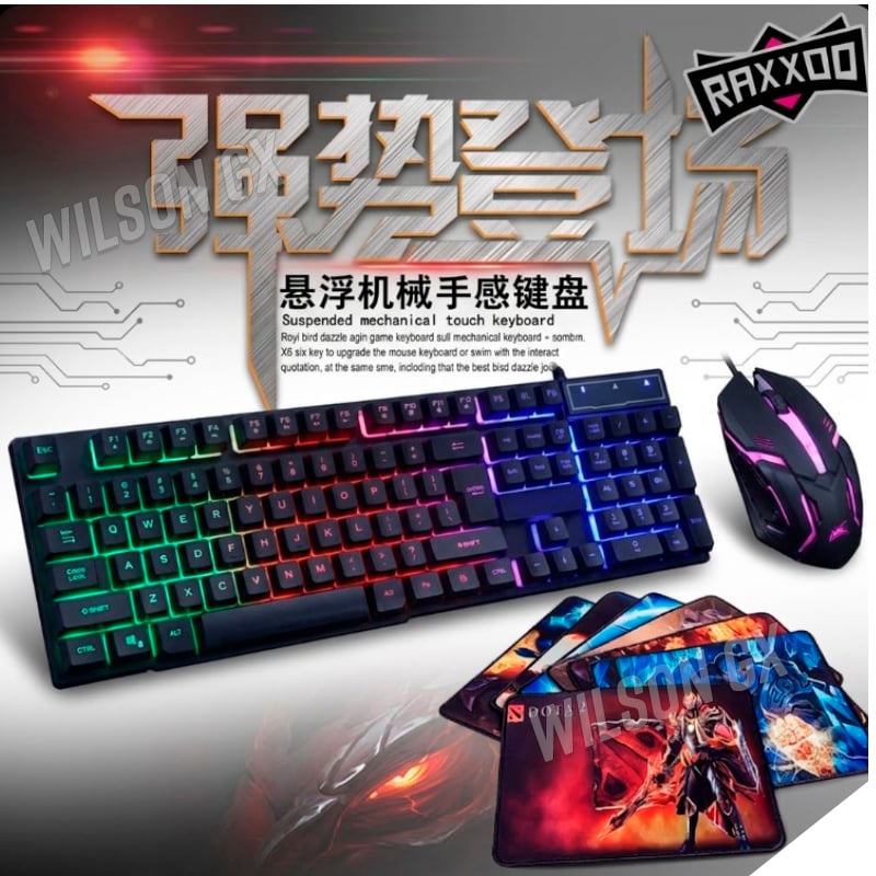 COMBO GAMER 3 EN 1 MOUSE TECLADO Y PAD LUCES LED RETROILUMINADO RGB - 2
