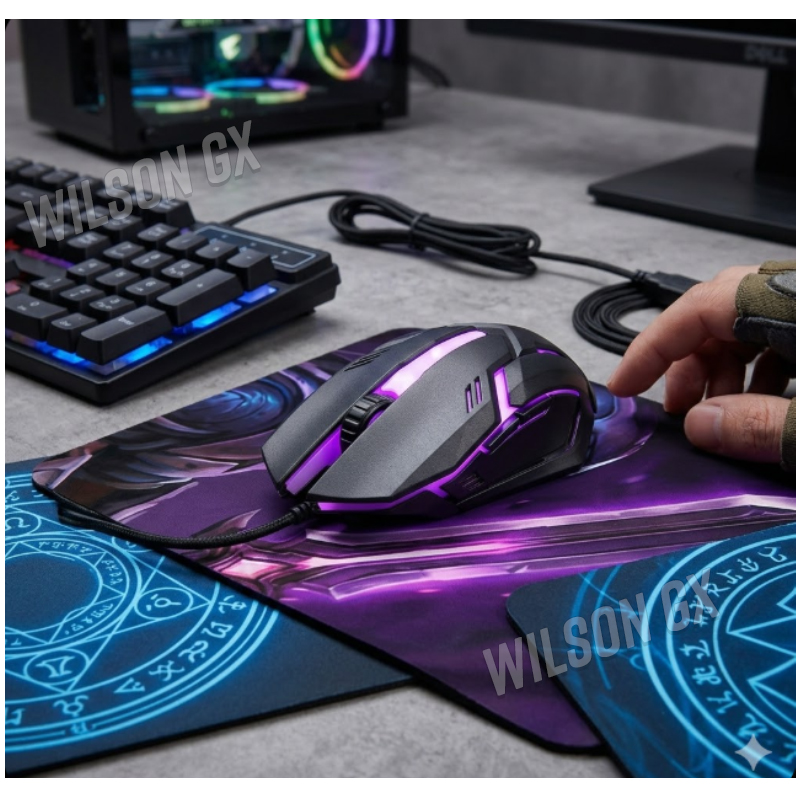 COMBO GAMER 3 EN 1 MOUSE TECLADO Y PAD LUCES LED RETROILUMINADO RGB - 3