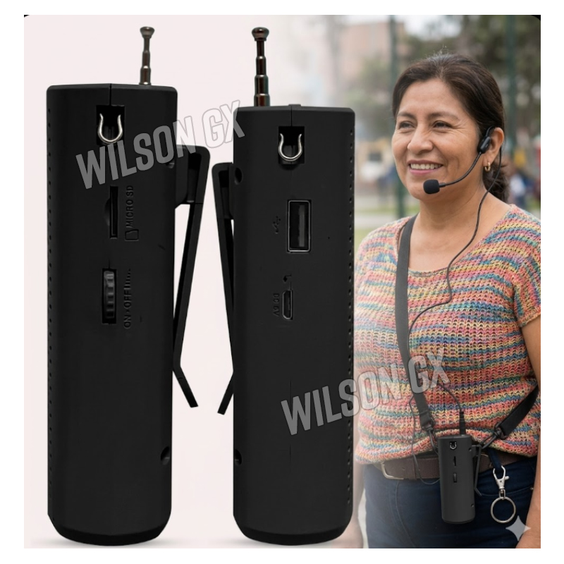 AMPLIFICADOR DE VOZ PORTÁTIL VINCHA CORREA BLUETOOTH RECARGABLE USB - 5