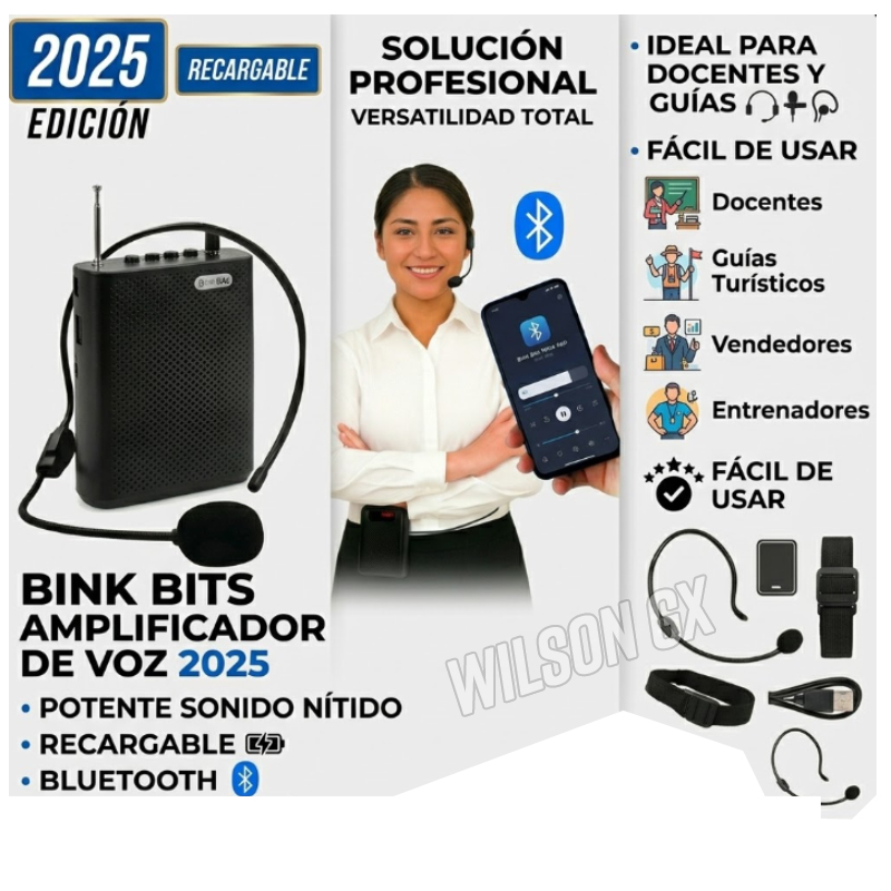 AMPLIFICADOR DE VOZ PORTÁTIL VINCHA CORREA BLUETOOTH RECARGABLE USB - 7