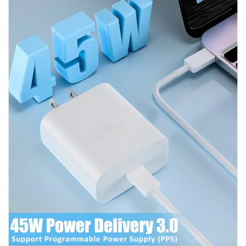 CARGADOR 45W CARGA RAPIDA CON CABLE BLANCO COMPATIBLE SAMSUNG - 2