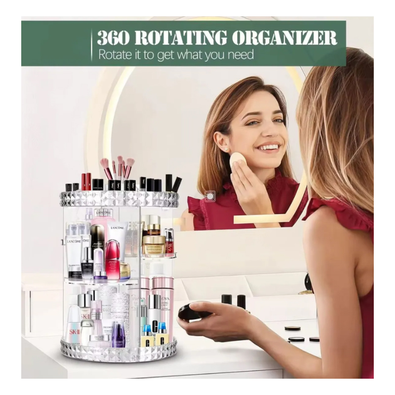 ORGANIZADOR DE MAQUILLAJE Y COSMÉTICOS 360 ACRÍLICO GIRATORIO - 2