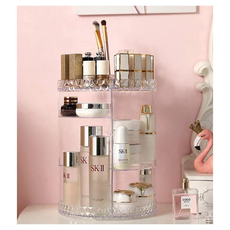 ORGANIZADOR DE MAQUILLAJE Y COSMÉTICOS 360 ACRÍLICO GIRATORIO - 3