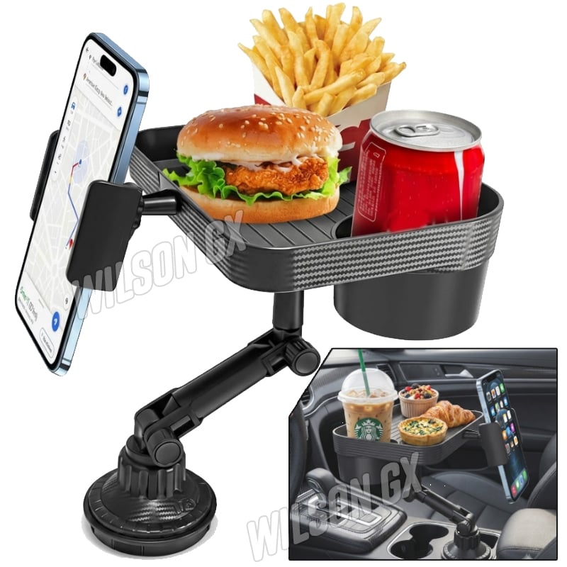 SOPORTE ORGANIZADOR BANDEJA PORTA BOTELLAS VASO CELULAR PARA AUTO 3 EN 1 - 1