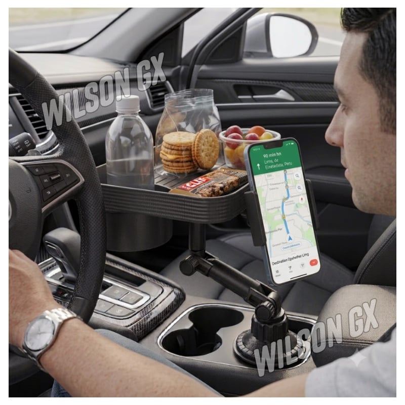 SOPORTE ORGANIZADOR BANDEJA PORTA BOTELLAS VASO CELULAR PARA AUTO 3 EN 1 - 5