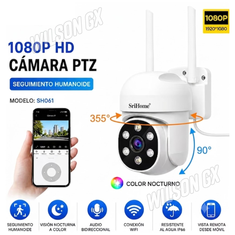 CAMARA DE SEGURIDAD EXTERIOR INTERIOR IP FULL HD VISIÓN NOCTURNA WIFI - 1