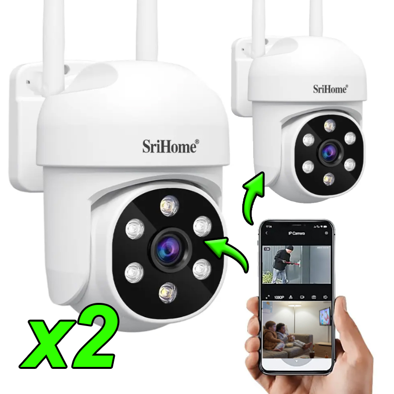 KIT 2 CAMARAS DE SEGURIDAD EXTERIOR INTERIOR IP FULL HD VISIÓN NOCTURNA WIFI - 1