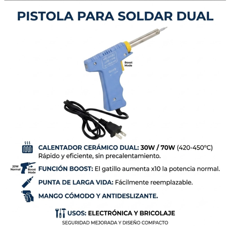 PISTOLA PARA SOLDAR CAUTIN 30W-70W PUNTA PLATA - 2
