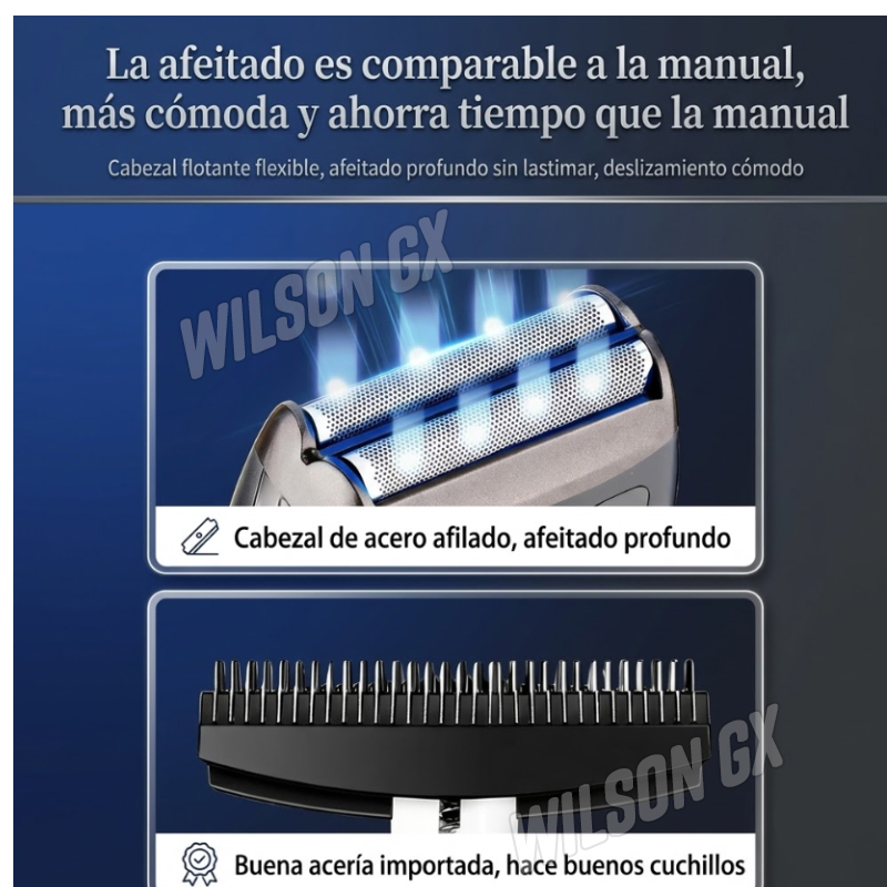 AFEITADORA ELÉCTRICA CORTADORA DE CABELLO BARBA Y NARIZ 3 EN 1 INALÁMBRICA - 2