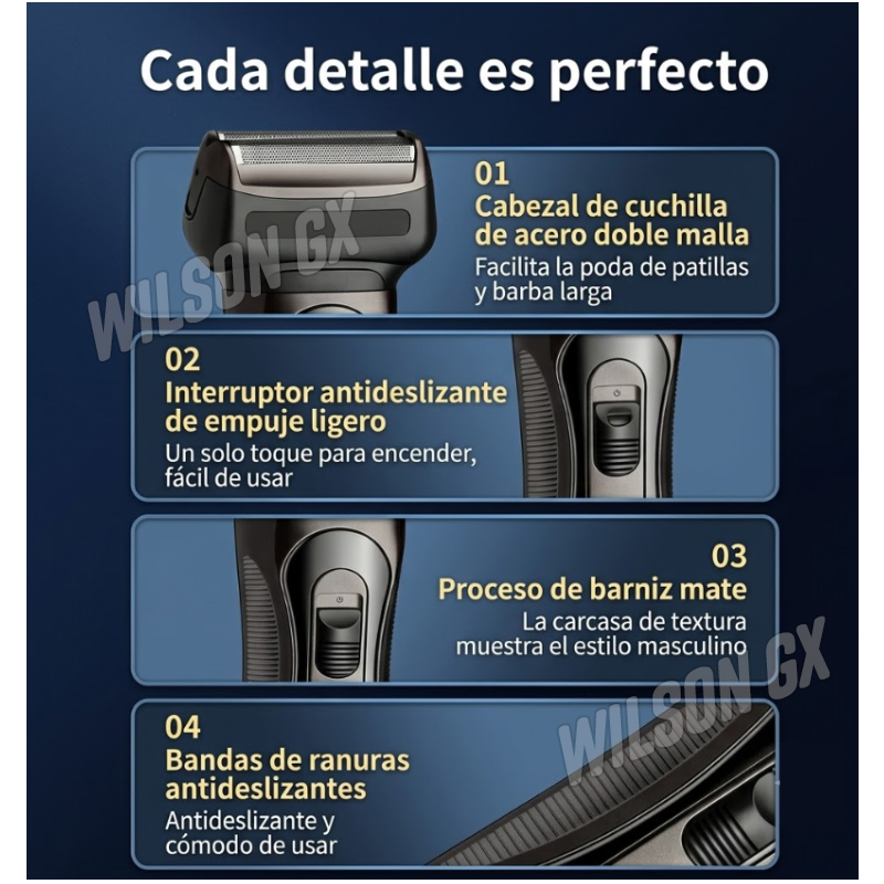 AFEITADORA ELÉCTRICA CORTADORA DE CABELLO BARBA Y NARIZ 3 EN 1 INALÁMBRICA - 3